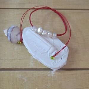 🐚🍓NWT M08 Braided bracelet with freshwater pearl. Woven bracelet Adjustable.